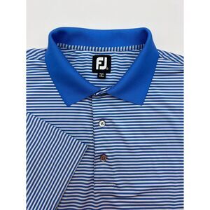 FootJoy Shirt Mens XXL Short Sleeve Blue/White‎ Golf Polo Performance Athletic